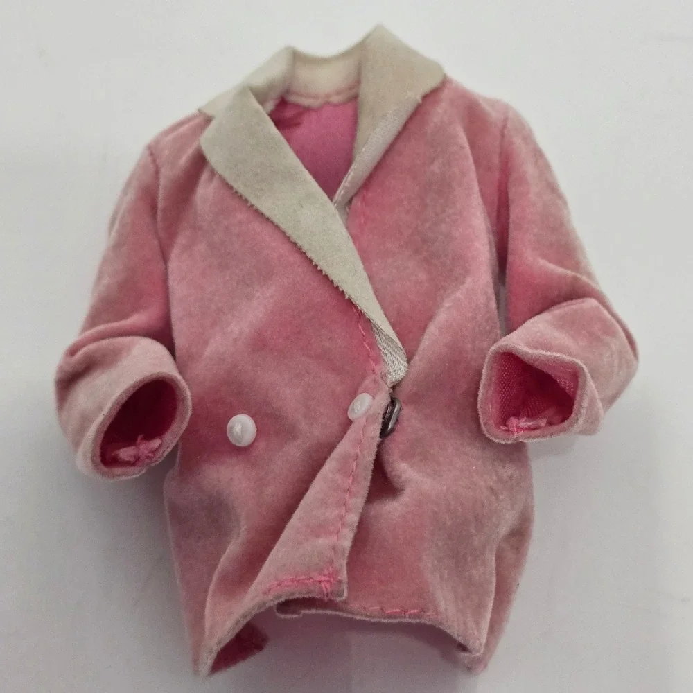 Vintage Pink Velvet Doll Jacket Skirt Set Outfit Barbie Barbiecore Retro Fashion